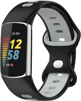 Imoshion Siliconen sport bandje voor de Fitbit Charge 5 / Charge 6 - Zwart / Grijs - One size