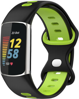 Imoshion Siliconen sport bandje voor de Fitbit Charge 5 / Charge 6 - Zwart / Groen - One size