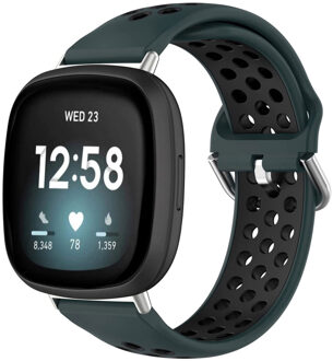 Imoshion Siliconen sport bandje voor de Fitbit Versa 4 / 3 / Sense (2) - Green & Black Groen - One size