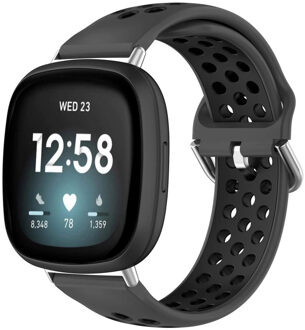 Imoshion Siliconen sport bandje voor de Fitbit Versa 4 / 3 / Sense (2) - Grijs/Zwart - One size