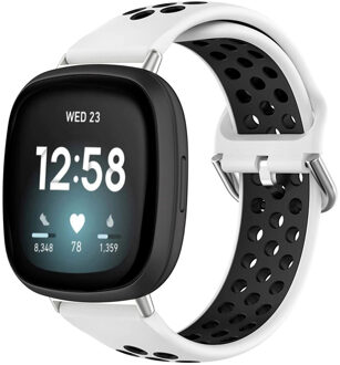 Imoshion Siliconen sport bandje voor de Fitbit Versa 4 / 3 / Sense (2) - Wit/Zwart - One size