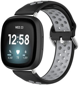 Imoshion Siliconen sport bandje voor de Fitbit Versa 4 / 3 / Sense (2) - Zwart/Grijs - One size