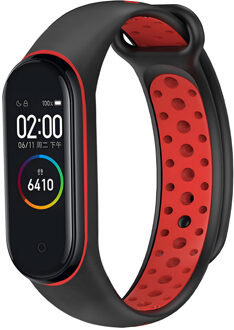 Imoshion Siliconen sport bandje voor de Xiaomi Mi Band 3 / 4 - Black / Red Zwart - One size