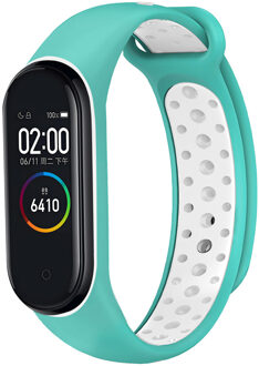 Imoshion Siliconen sport bandje voor de Xiaomi Mi Band 3 / 4 - Mintgroen / Wit - One size