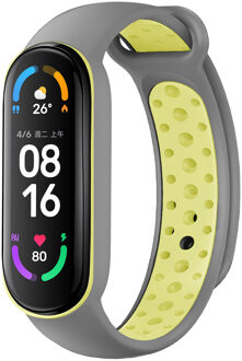 Imoshion Siliconen sport bandje voor de Xiaomi Mi Band 5 / 6 - Grijs / Lime - One size