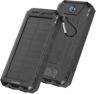 Imoshion Solar Powerbank 10.000 mAh - Draadloze powerbank op zonne-energie - Quick Charge en Power Delivery - Zwart - One size