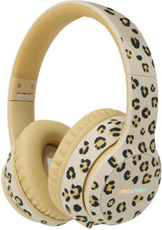 Imoshion Special Edition - Draadloze Kinderkoptelefoon met Panterprint LED Light - Decibelbegrenzer - Met AUX kabel - Leopard Beige - One size