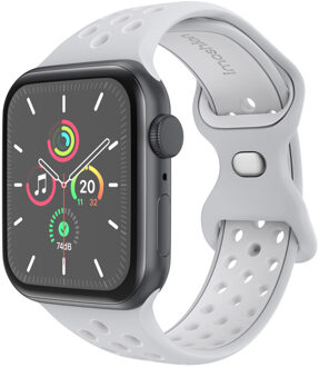 Imoshion Sport⁺ bandje voor de Apple Watch Series 1 t/m 11 / SE / Ultra (44/45/46/49 mm) - Maat M/L - Pure Platinum & White Grijs - 49 mm