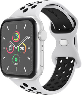 Imoshion Sport⁺ bandje voor de Apple Watch Series 1 t/m 9 / SE (38/40/41 mm) | Series 10 / 11 (42 mm) - Maat M/L - Pure Platinum & Black Wit - 41 mm