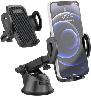 Imoshion Telefoonhouder auto - Verstelbaar - Universeel - Carbon - Dashboard / Raam / Ventilatierooster - Zwart - One size