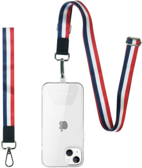Imoshion Universeel verstelbaar telefoonkoord + polsbandje - Rood / Wit / Blauw Meerkleurig - One size