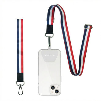 Imoshion Universeel verstelbaar telefoonkoord + polsbandje - Rood / Wit / Blauw Meerkleurig - One size