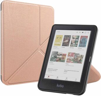 Imoshion Vouwbare Bookcase voor de Kobo Clara Colour / BW - Rosé Goud - 6
