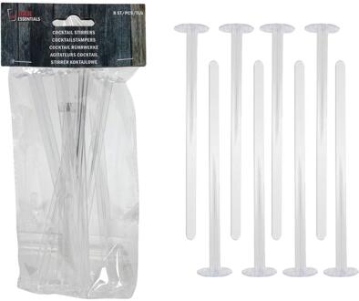 Imperial Kitchen Cocktailstampers/roerders - kunststof - 8x stuks - transparant - 18 cm - Tonic stampers - Cocktailprikkers