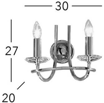 Imperial wandlamp, messing, 2-lamps messing, helder