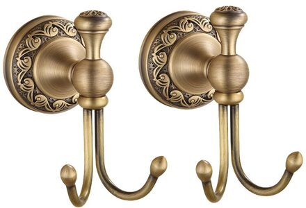 IMPEU Double Robe Hook, Jas en Handdoek Haken voor Badkamer Wall Mounted, Antiek Brons Afwerkingen 2 stukken Hook