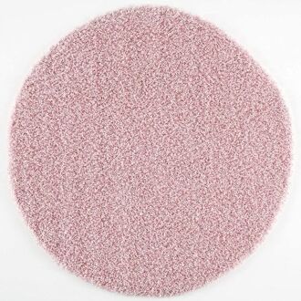 Impression Shaggy Rond Vloerkleed Licht Roze Hoogpolig  - 120 CM ROND