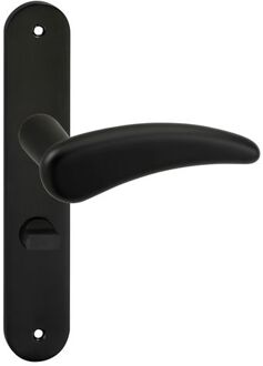 Impresso binnendeurbeslag Philly - Ovaal deurschild met schroef en toiletsluiting - Aluminium - Zwart