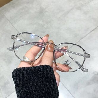 Imwete Anti Blauw Licht Brillen Vintage Ronde Bril Frame Vrouwen Mannen Computer Brillen Transparante Bril Bril TR90 grijs