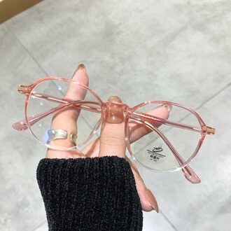 Imwete Anti Blauw Licht Brillen Vintage Ronde Bril Frame Vrouwen Mannen Computer Brillen Transparante Bril Bril TR90 roze