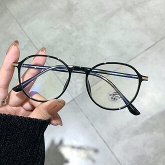 Imwete Anti Blauw Licht Brillen Vintage Ronde Bril Frame Vrouwen Mannen Computer Brillen Transparante Bril Bril TR90 zwart