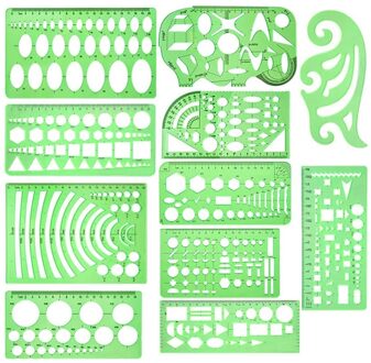 Imzay 11Pcs Sjablonen Meten Heersers Geometrische Tekeningen Plastic Meten Sjablonen Voor Kantoor En School Tekeningen Opstellen