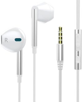 In-Ear Oortelefoon Wired Hoofdtelefoon Hifi Noise Cancelling Oortelefoon Metal Muziek Headset Met Microfoon Voor Xiaomi Huawei Iphone 12 wit