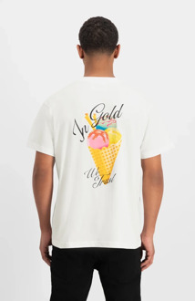 In Gold We Trust Cream T-Shirt Heren Wit In Gold We Trust , White , Heren - M,S,Xs