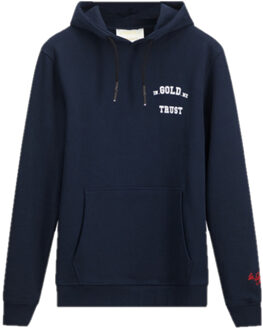 In Gold We Trust The Notorious hoodie van biologisch katoen met logo- en backprint Petrol - 128