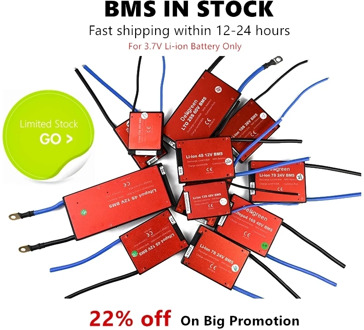In Stock 12S 13S 14S 16S BMS 36V 48V BMS for lithum battery pack 3.7v rated Li-ion Battery Pack