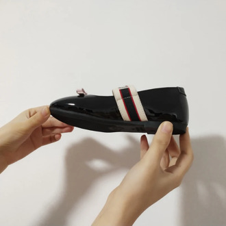 in stock 2020 Autumn Toddler Shoes Girl Little Rose Black Calfskin Girls Flat Shoes Kids Shoes for Girl