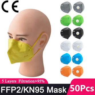 In Stock 50Pcs FFP2 Face Mask KN95 Facial Mask PM2.5 Filter 5-layers Mascarilla Mouth Mask KN95 Anti Dust Mask FFP2Mask FaceMask