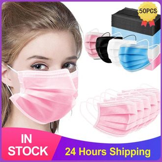 In stock Disposable Mask Non woven 3 Layer Ply Filter Purple Pink Black Mask Breathable Earloops Anti-dust Protective Face Mask