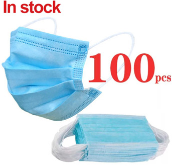 In stock! Disposable Mouth Face Masks Anti Pollution Dust Mouth Caps 3-Layer Meltblown Cloth Breathing Hygiene Mask 10-200PCS