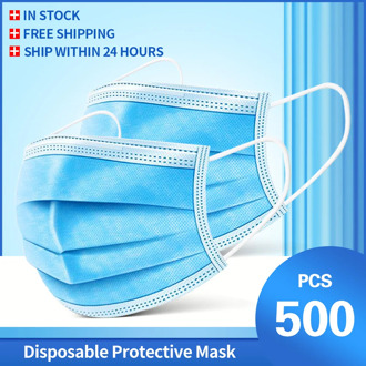 IN STOCK Mouth Mask 500PCS 3 layer safe Filter Face mask Anti-pollution Disposable Adult Masks Breathable Protective Mascarillas
