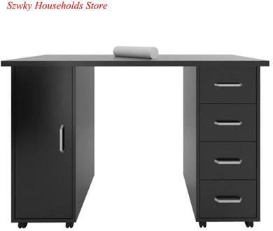 In Stock USA Warehouse High Quality E1 MDF Material Double Edged Manicure Nail Table Station with Drawer Black