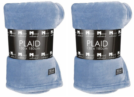 In The Mood Fleece deken - 2x - koren blauw - 130 x 180 cm - polyester - fleeceplaid