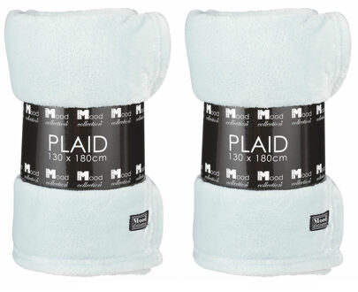 In The Mood Fleece deken - 2x - mintgroen - 130 x 180 cm - polyester - fleeceplaid