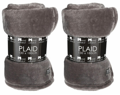 In The Mood Fleece deken - 2x - titanium grijs - 130 x 180 cm - polyester - fleeceplaid