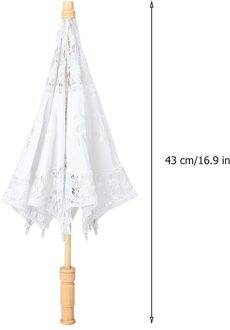 In Voorraad Handgemaakte Paraplu Zijde Doek Kant Bloem Borduren Parasol Wedding Bruid Fotografie Paraplu Wit Beige Kleur wit L