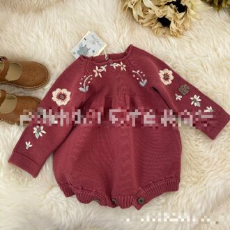 In Voorraad Ins Spring Katoenen Baby Trui Shirley Bredal Serie Mooie Gebreide Rode Romper 70cm