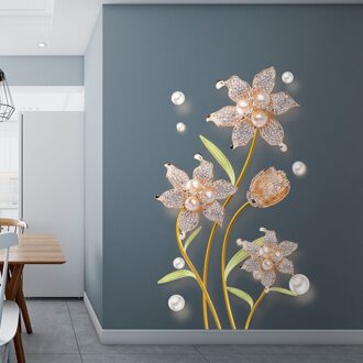 In Voorraad Muurstickers Bloemen Print Achtergrond Zelfklevende Slaapkamer 3d Stickers Stickers Зеркальные Наклейки # Gh