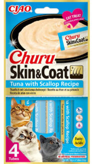 Inaba Churu Skin & Coat met tonijn en Sint-jakobsschelp kattensnack 24 x 14 g