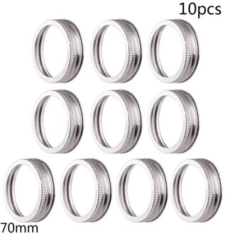 Inblikken Deksels, Regelmatige Mond Mason Pot Deksels En Bands, rvs Deksels Voor Mason Jar Brede Mond 10 Pack 70M (Zilver)