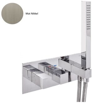Inbouw Douchekraan Sanimex Giulini Thermostatisch 1-Uitgang Vierkant Incl. Handdouche En BOX Inbouwdeel Mat Nikkel