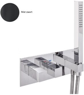 Inbouw Douchekraan Sanimex Giulini Thermostatisch 1-Uitgang Vierkant Incl. Handdouche En BOX Inbouwdeel Mat Zwart Sanimex