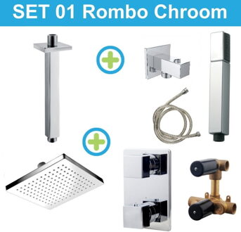 inbouw regendouche set 01 Rombo Chroom