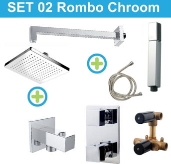 inbouw regendouche set 02 Rombo Chroom