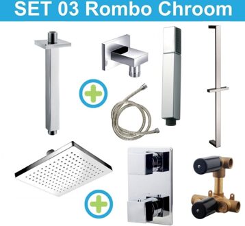 inbouw regendouche set 03 Rombo Chroom