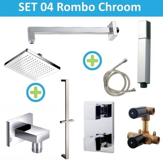 inbouw regendouche set 04 Rombo Chroom